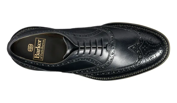 Station 8211 Black Alpine Grain Mens Barker Shoes Brogues