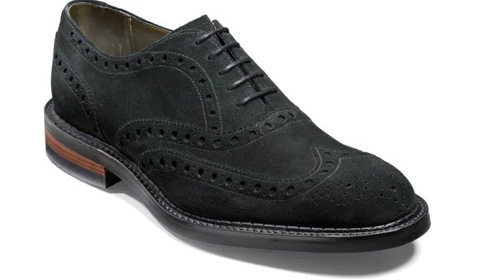 Station 8211 Black Suede Mens Barker Shoes Brogues