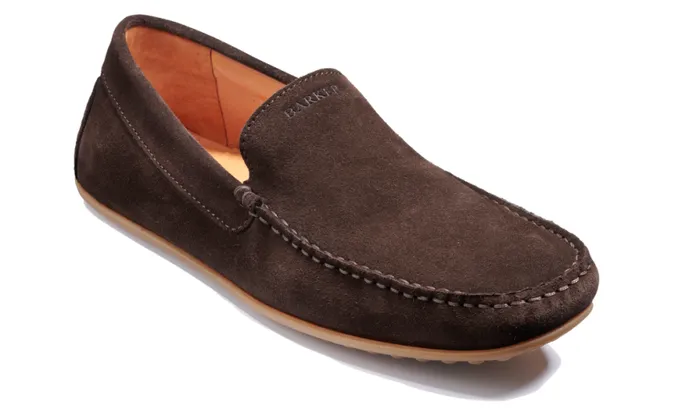 Stirling 8211 Dark Brown Suede Mens Barker Shoes Loafers