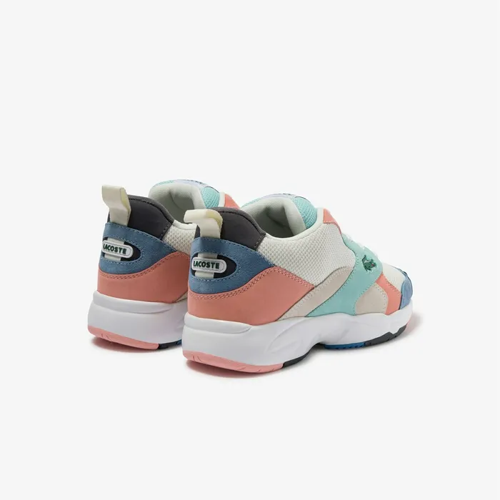Storm 96 Mesh and Suede Sneakers Off WhtBlu Mens Lacoste Sneakers Outlet