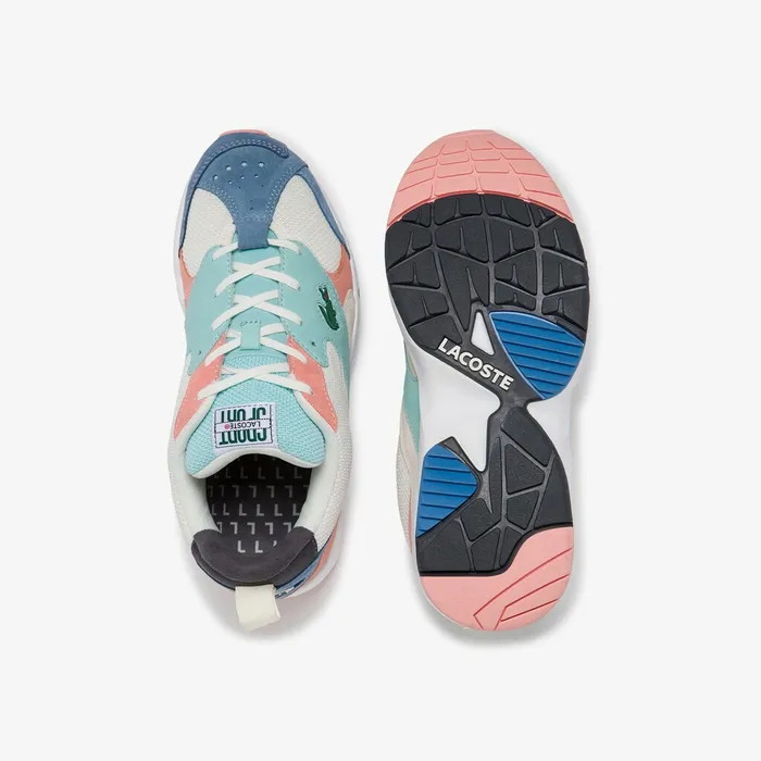 Storm 96 Mesh and Suede Sneakers Off WhtBlu Mens Lacoste Sneakers Outlet