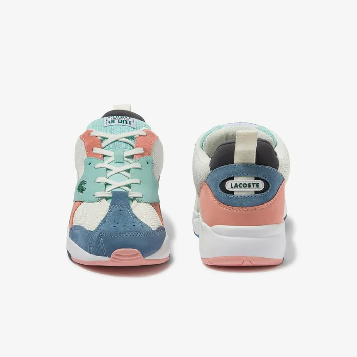 Storm 96 Mesh and Suede Sneakers Off WhtBlu Mens Lacoste Sneakers Outlet