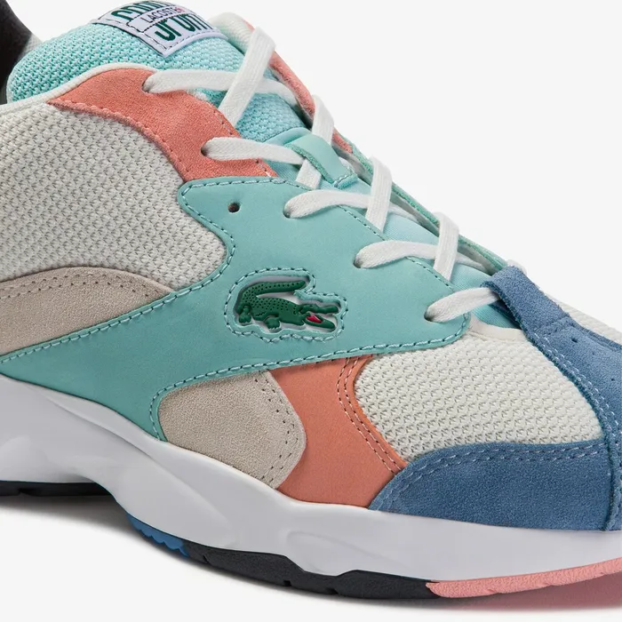 Storm 96 Mesh and Suede Sneakers Off WhtBlu Mens Lacoste Sneakers Outlet