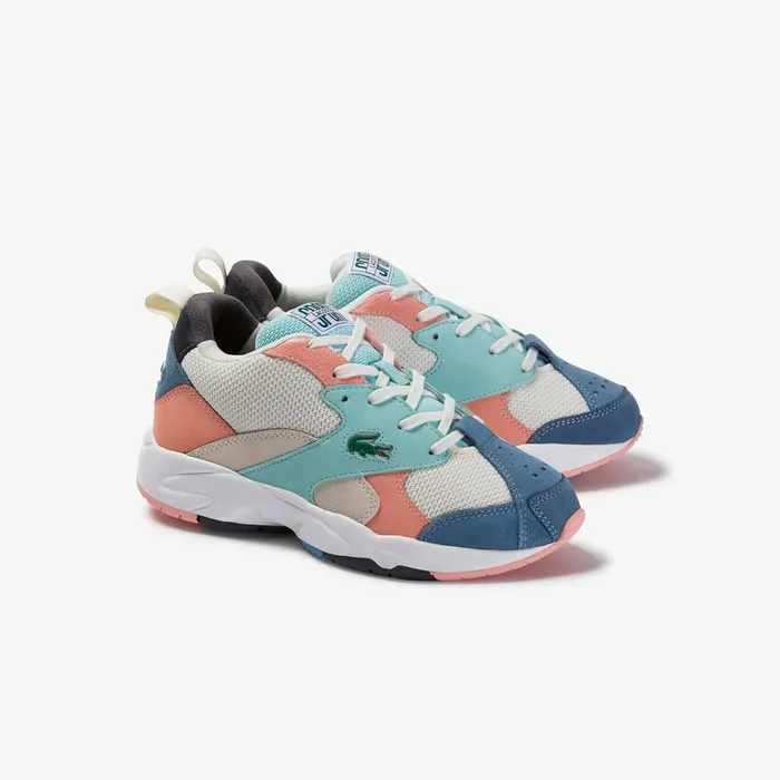 Storm 96 Textile and Suede Sneakers Off WhtBlu Womens Lacoste Sneakers Gift for Friend