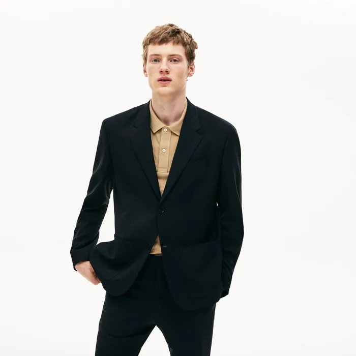 StraightCut Wool Jacket Navy Blue Mens Lacoste Jackets and Coats Near Me