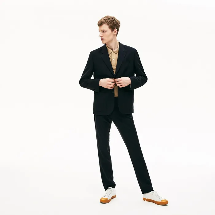 StraightCut Wool Jacket Navy Blue Mens Lacoste Jackets and Coats Near Me