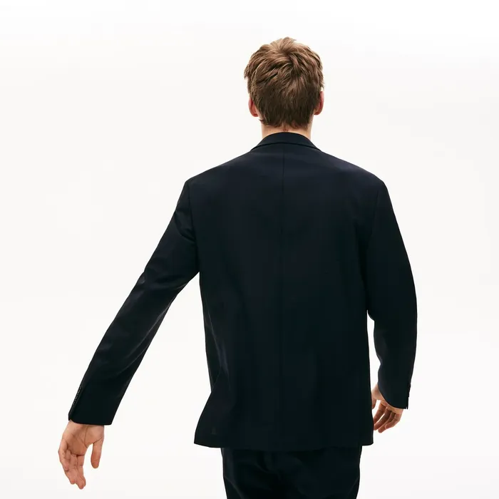 StraightCut Wool Jacket Navy Blue Mens Lacoste Jackets and Coats Near Me