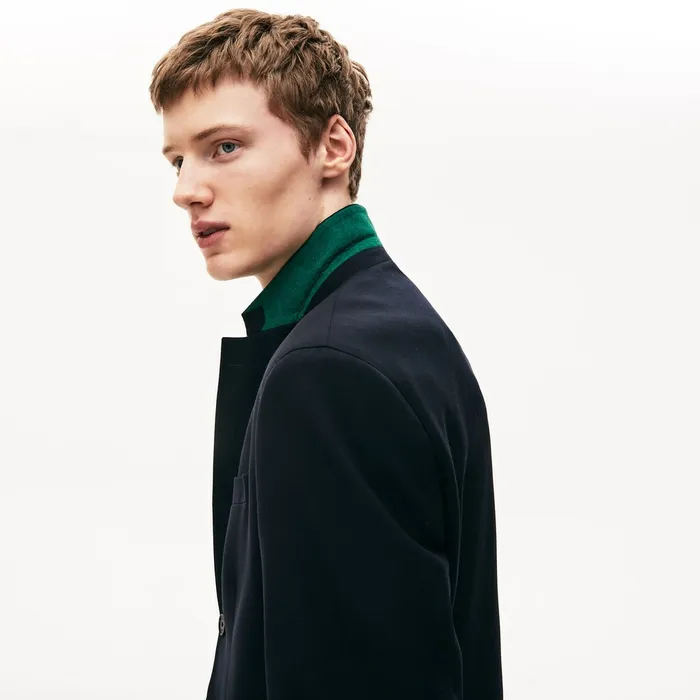 StraightCut Wool Jacket Navy Blue Mens Lacoste Jackets and Coats Near Me