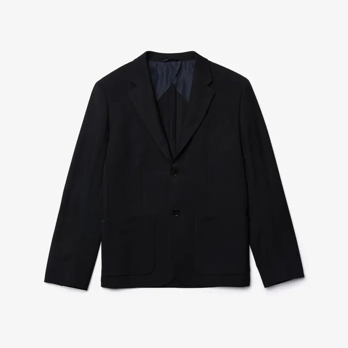 StraightCut Wool Jacket Navy Blue Mens Lacoste Jackets and Coats Near Me