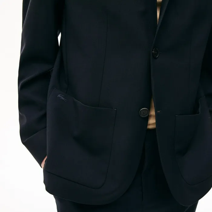 StraightCut Wool Jacket Navy Blue Mens Lacoste Jackets and Coats Near Me