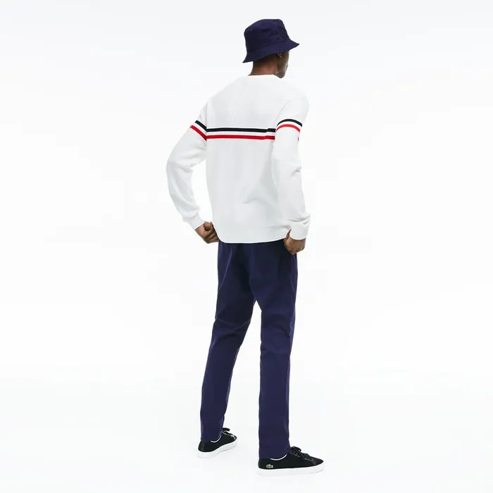 Stretch Canvas Chinos Navy Blue Mens Lacoste Pants and Shorts On Sale