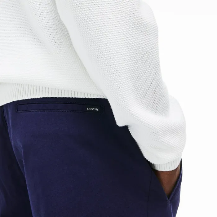 Stretch Canvas Chinos Navy Blue Mens Lacoste Pants and Shorts On Sale