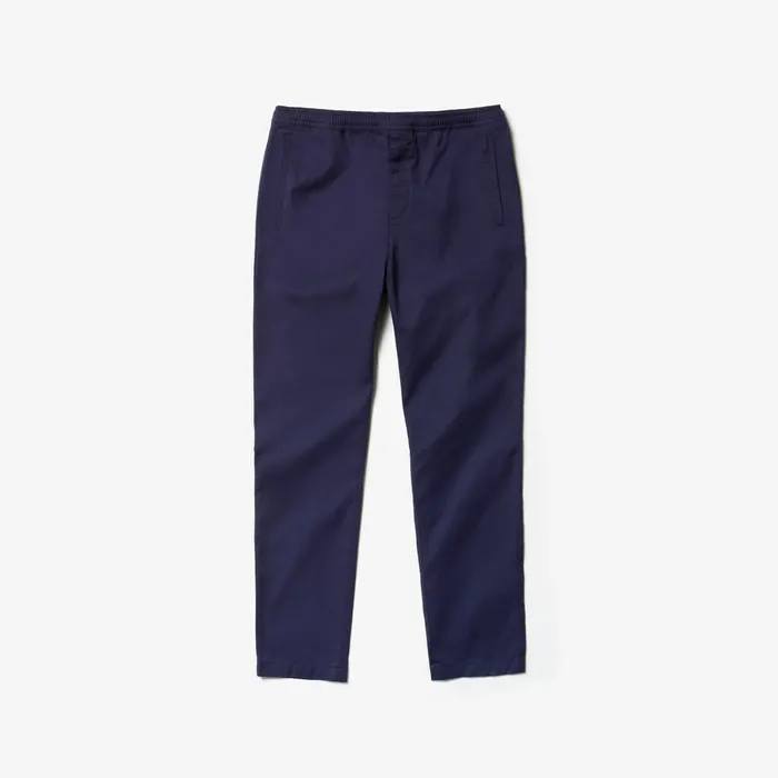 Stretch Canvas Chinos Navy Blue Mens Lacoste Pants and Shorts On Sale