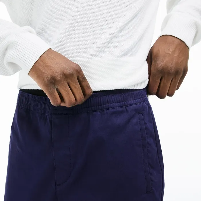 Stretch Canvas Chinos Navy Blue Mens Lacoste Pants and Shorts On Sale