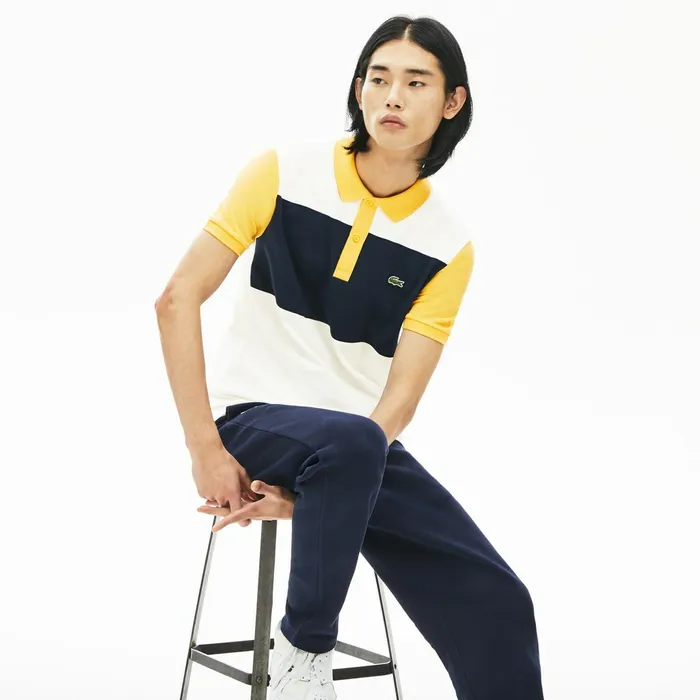 Stretch Colorblock Polo Shirt WhiteNavy BlueYellow Mens Lacoste Polos Gift 4 You Stretch Colorblock Polo Shirt WhiteNavy BlueYellow Mens Lacoste Polos Gift 4 You