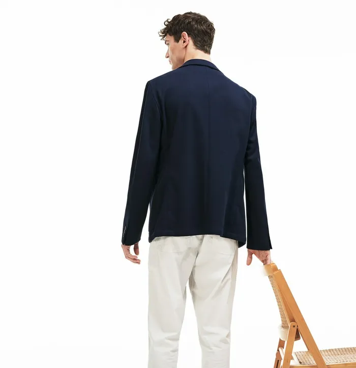 Stretch Cotton Jersey Piqu Blazer Navy Blue Mens Lacoste Jackets and Coats For Sale