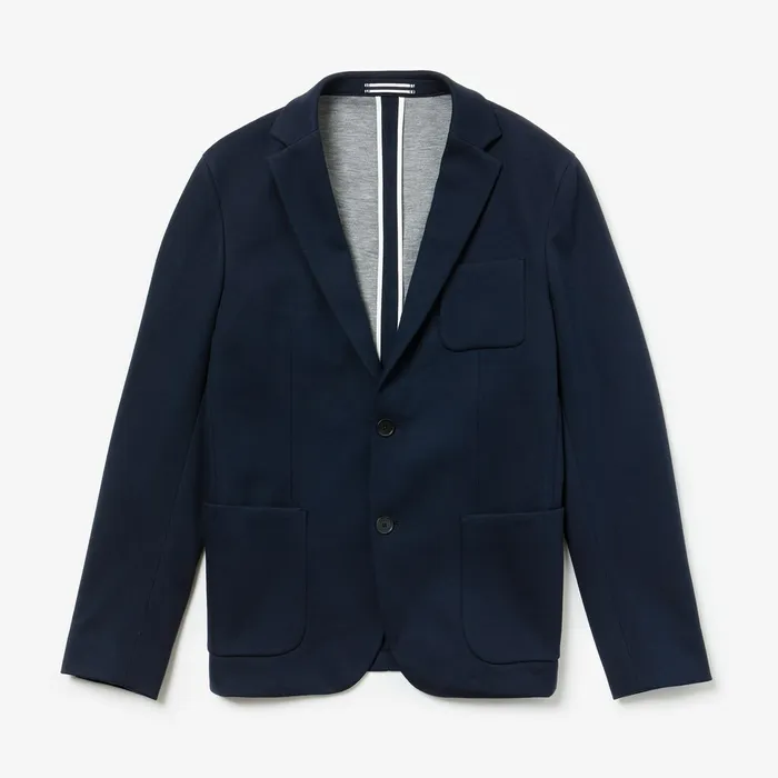 Stretch Cotton Jersey Piqu Blazer Navy Blue Mens Lacoste Jackets and Coats For Sale