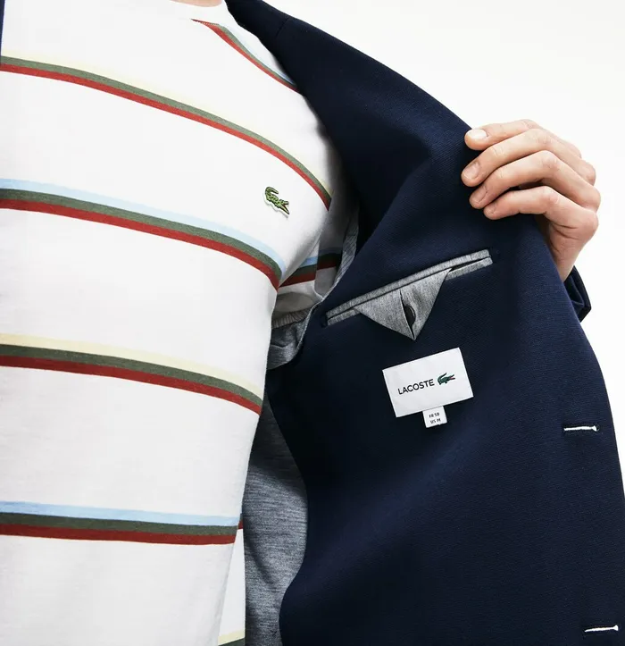 Stretch Cotton Jersey Piqu Blazer Navy Blue Mens Lacoste Jackets and Coats For Sale