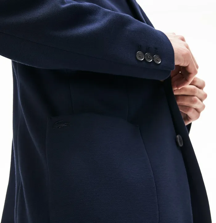Stretch Cotton Jersey Piqu Blazer Navy Blue Mens Lacoste Jackets and Coats For Sale