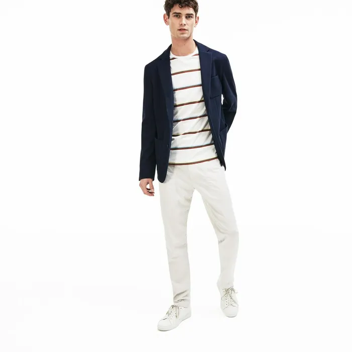 Stretch Cotton Jersey Piqu Blazer Navy Blue Mens Lacoste Jackets and Coats For Sale