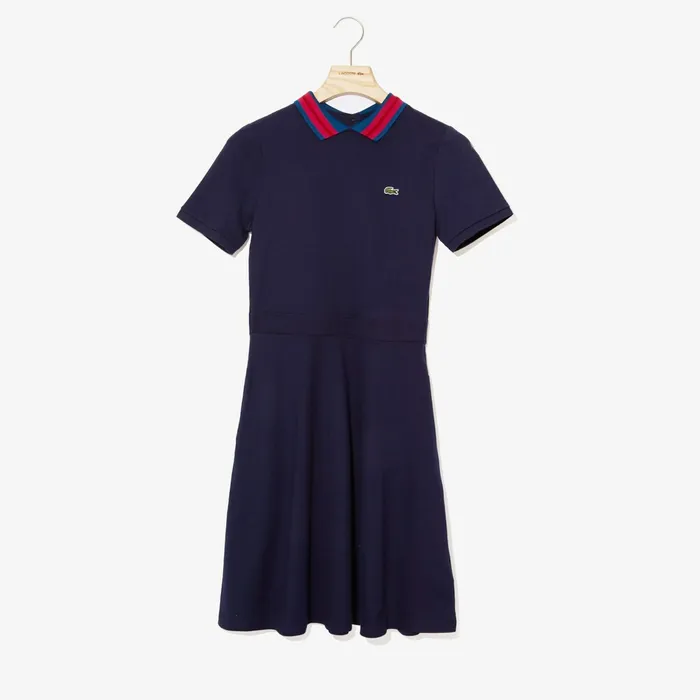 Stretch Cotton Piqu Polo Dress Navy Blue Womens Lacoste Dresses and Skirts Gift for Friend