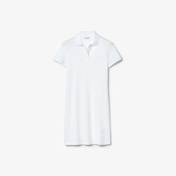 Stretch Cotton Piqu Polo Dress White Womens Lacoste Dresses and Skirts Near Me