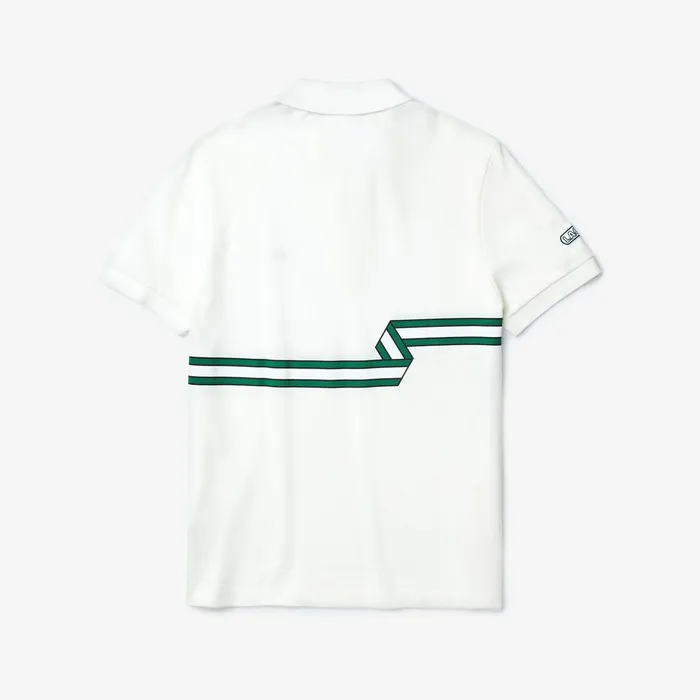Stripe Print Polo Shirt White Mens Lacoste Polos Casaul