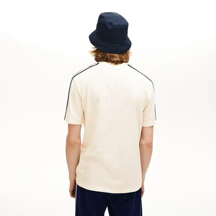 Stripe Sleeved Jersey TShirt White Mens Lacoste TShirts Store