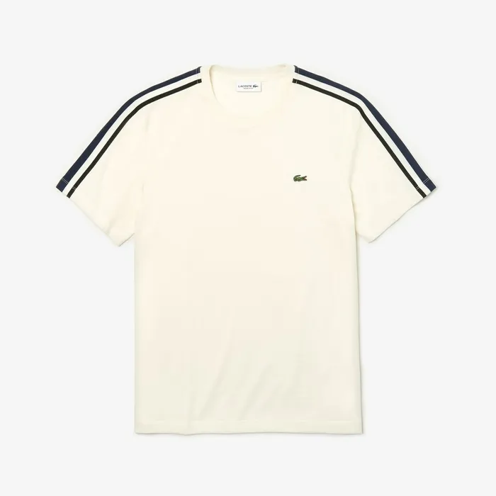 Stripe Sleeved Jersey TShirt White Mens Lacoste TShirts Store