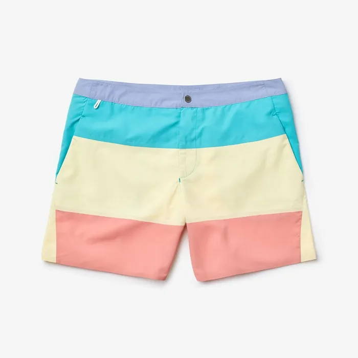 Striped Colorblock QuickDry Swim Shorts PurpleYellowPinkTurquoise Mens Lacoste Swimwear Shop