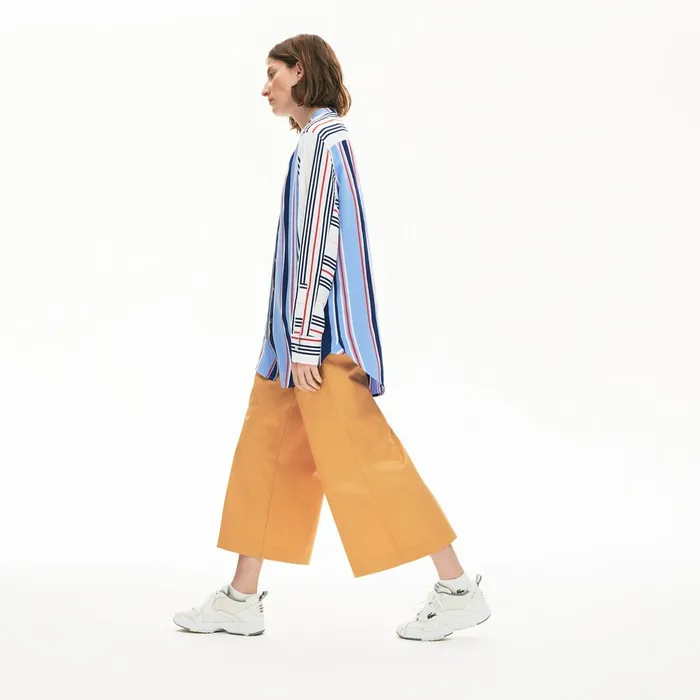 Striped Long Flowing Shirt PurpleWhiteNavy BlueRed Womens Lacoste Shirts and Tops Cheap On Sale