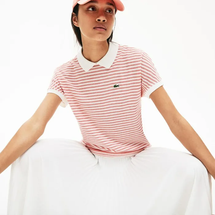 Striped Polo RedWhite Womens Lacoste Polos Outlet