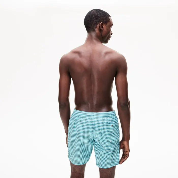 Striped Seersucker Swim Trunks WhiteBlue Mens Lacoste Swimwear Popular