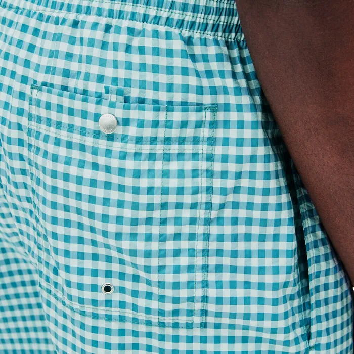 Striped Seersucker Swim Trunks WhiteBlue Mens Lacoste Swimwear Popular