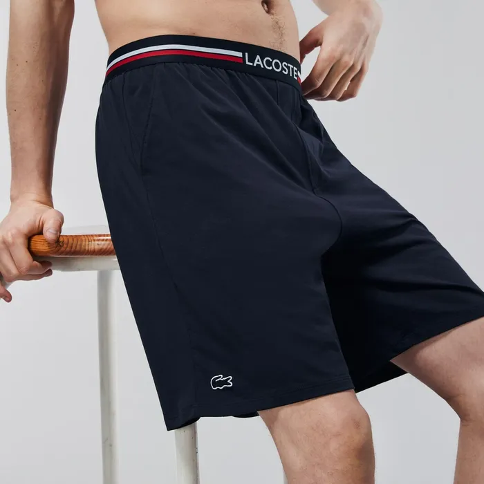 StripedWaist Long Boxer Briefs Navy Blue Mens Lacoste Underwear Store