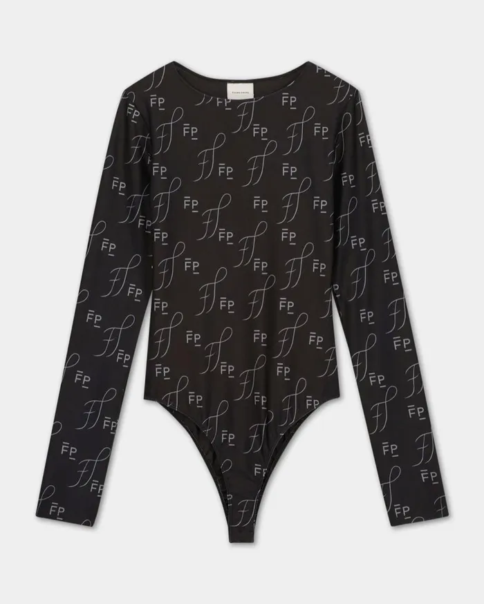 Studio Body Suit Monogram Black Women Filling Pieces TShirts and Shirts