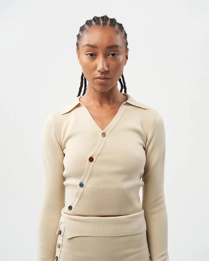 Studio Knit Top Off White Women Filling Pieces TShirts and Shirts