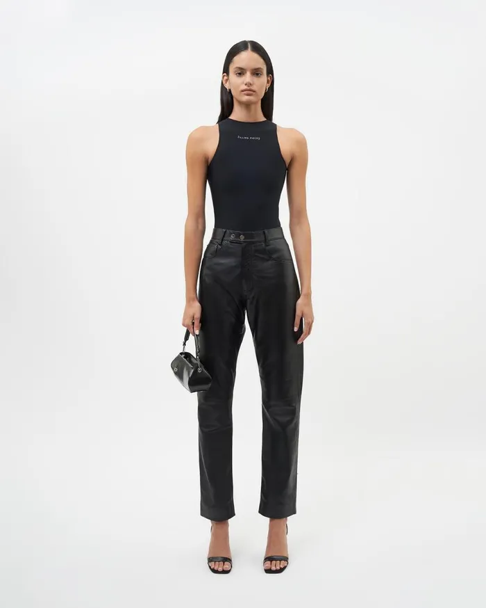 Studio Leather Pants Black Women Filling Pieces Pants and Shorts
