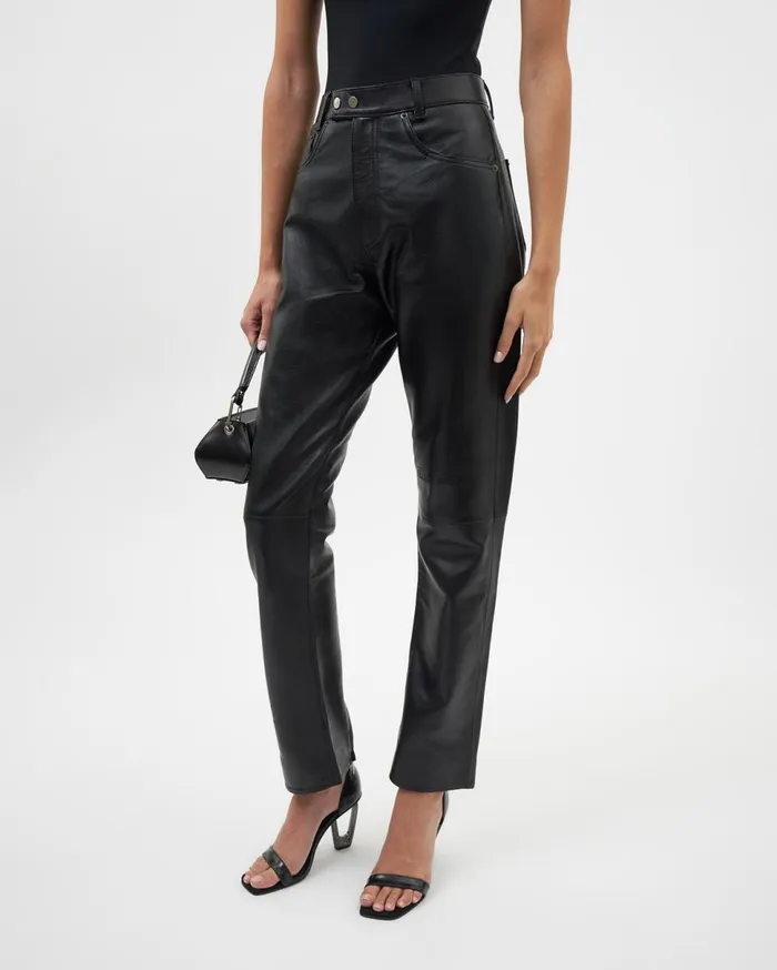 Studio Leather Pants Black Women Filling Pieces Pants and Shorts