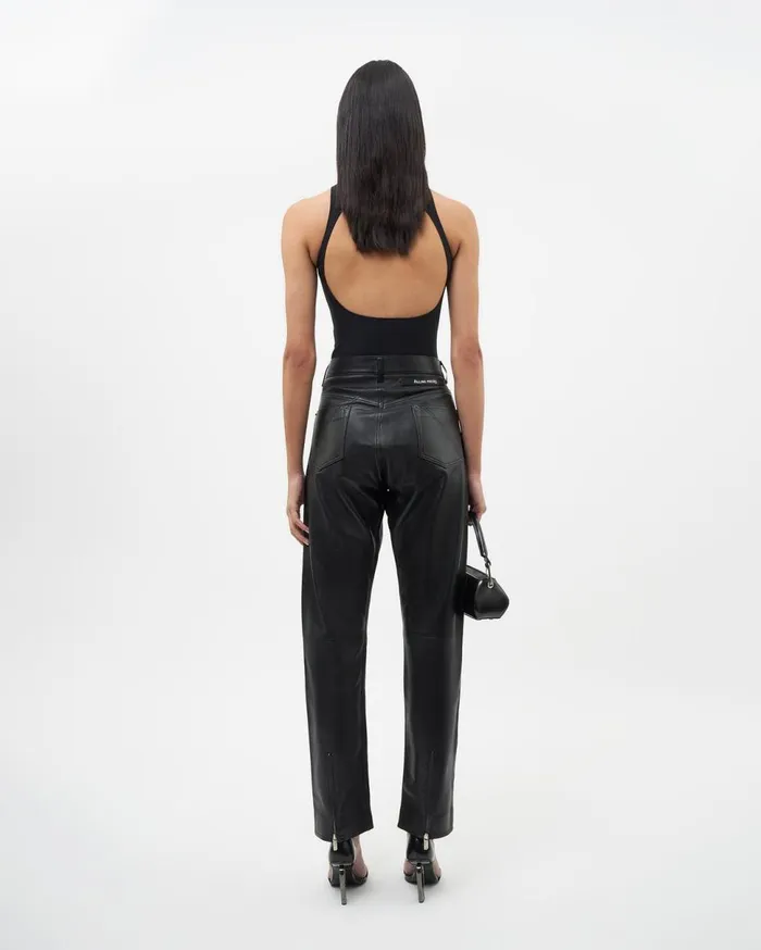 Studio Leather Pants Black Women Filling Pieces Pants and Shorts
