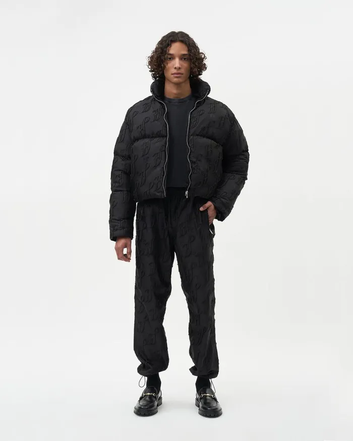 Studio Nylon Cord Pants Monogram Black WomenMen Filling Pieces Pants and Shorts