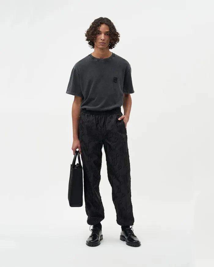 Studio Nylon Cord Pants Monogram Black WomenMen Filling Pieces Pants and Shorts