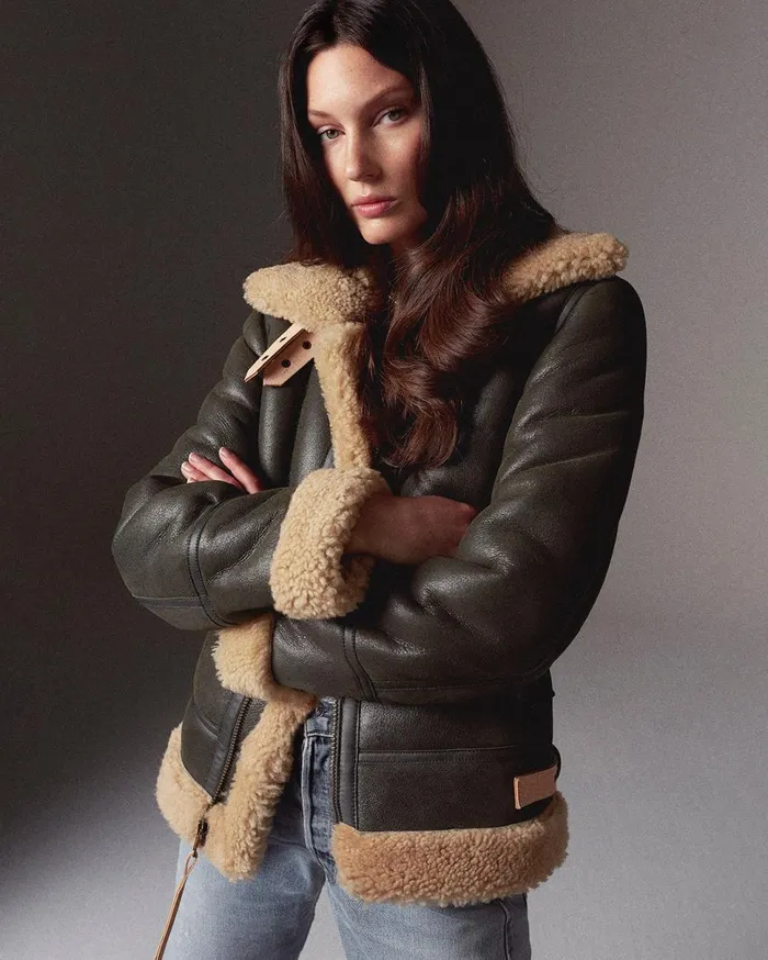 Studio Shearling Jacket Schott Green MenWomen Filling Pieces Coats and Jackets