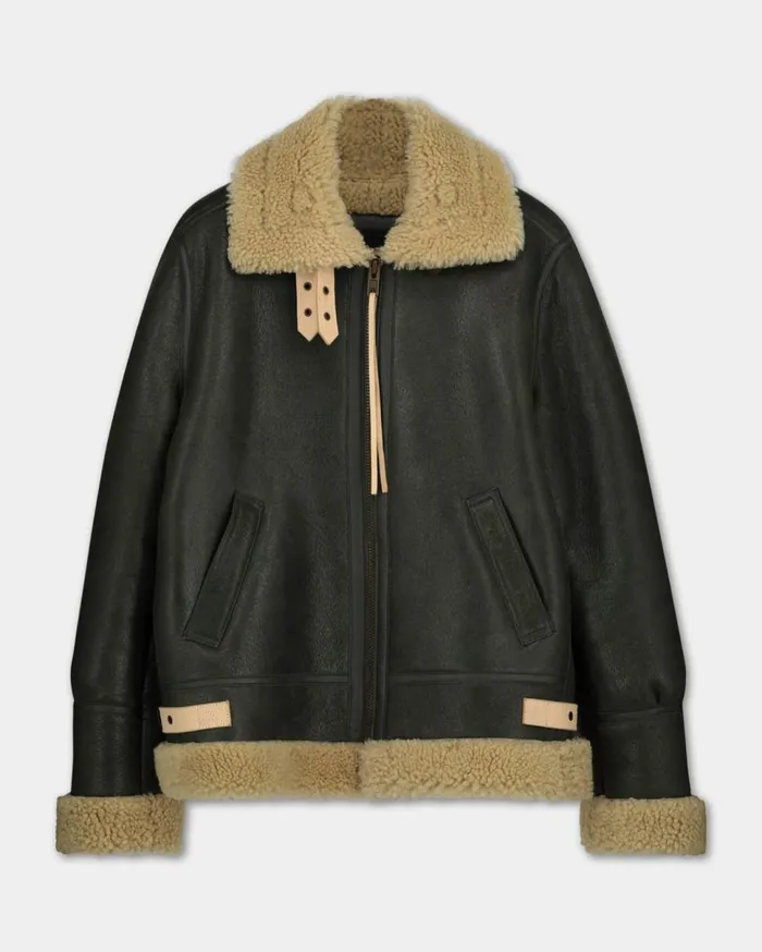 Studio Shearling Jacket Schott Green WomenMen Filling Pieces Coats and Jackets