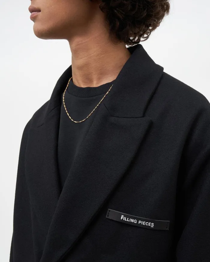 Studio Wool Coat Black WomenMen Filling Pieces Coats and Jackets