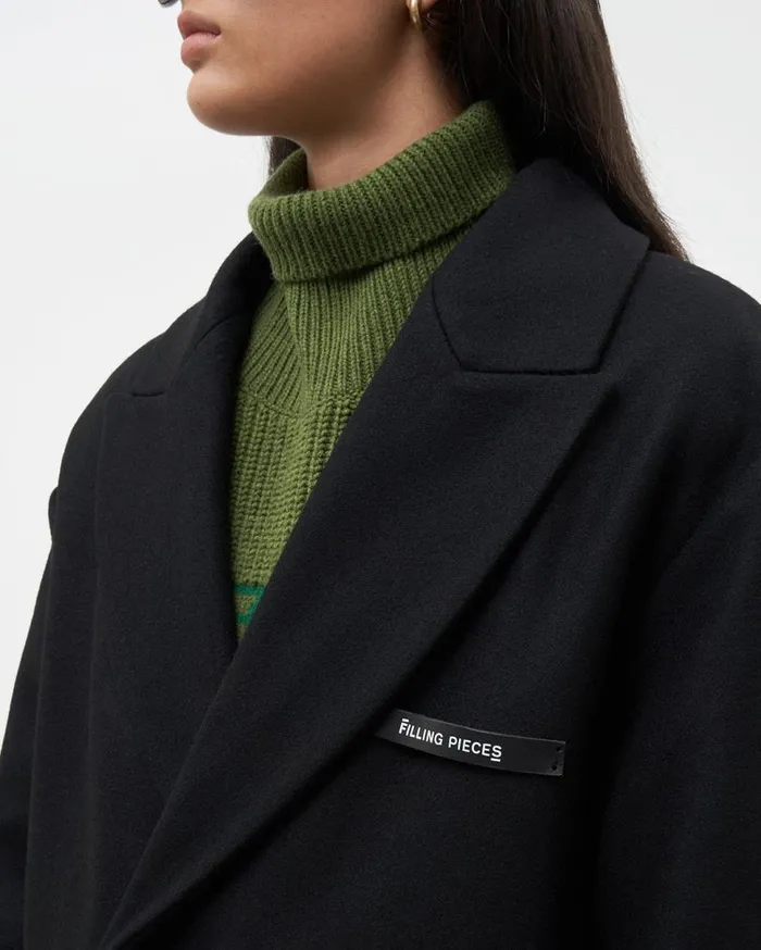 Studio Wool Coat Black WomenMen Filling Pieces Coats and Jackets