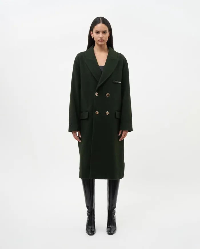 Studio Wool Coat Green WomenMen Filling Pieces Coats and Jackets