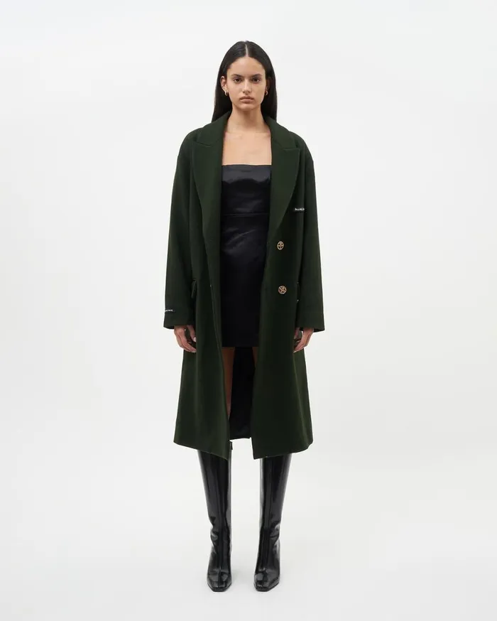 Studio Wool Coat Green WomenMen Filling Pieces Coats and Jackets
