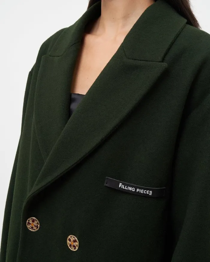 Studio Wool Coat Green WomenMen Filling Pieces Coats and Jackets