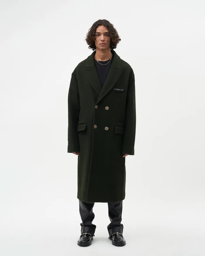 Studio Wool Coat Green WomenMen Filling Pieces Coats and Jackets